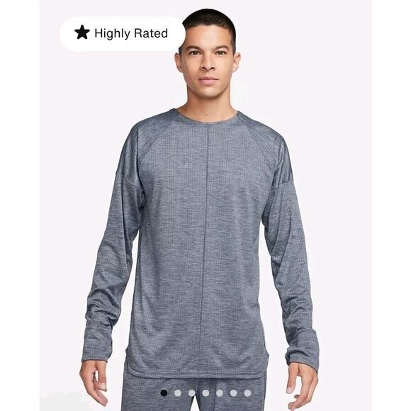 Men’s Nike Yoga Dri-Fit Crew Longsleeve Shirt in Gray, size M, NWT - Picture 1 of 11